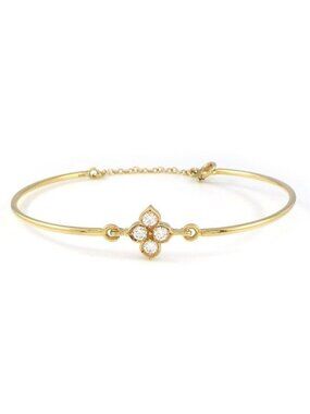 Cartier Bracelet Hindu Lotus Water Lily 4 Points Diamond 18K Yellow